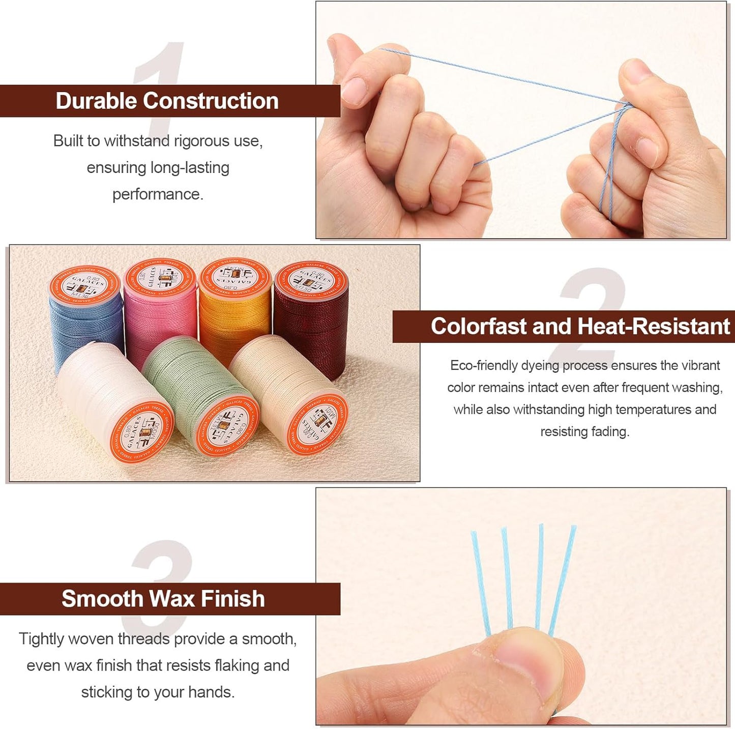 uxcell Round Leather Sewing Waxed Thread, 55m / 60 Yards Polyester Wax String, 0.80mm Wax Stitching Cord for Leather Crafts, Bookbinding, Bracelets Braided, Burnt Orange, 2pcs