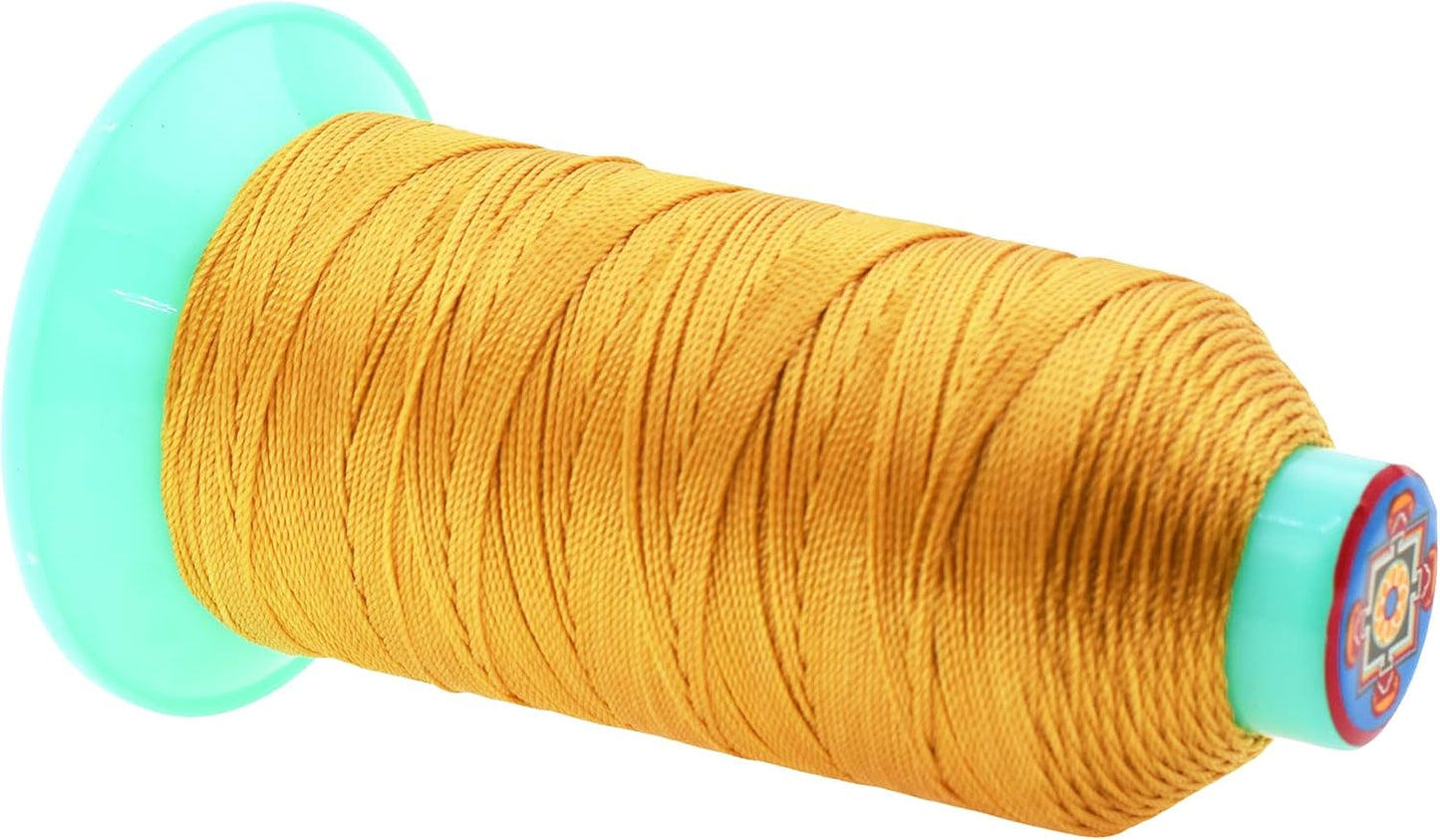 Mandala Crafts Bonded Nylon Thread Gold Heavy Duty Sewing Threads - 415 YDs Size 346 210D T350 Tex 350 Thread for Leather Jeans Weaving Outdoor Marine Upholstery Threads