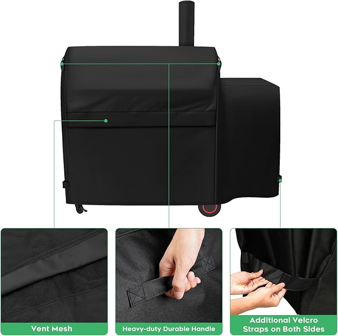 Heavy-Duty 600D Grill Cover fit for Nexgrill Oakford 1150 Reverse Flow Offset Smoker Charcoal Grill, Nexgrill Oakford 1150 Reverse Flow Grill Model 810-0071 Cover