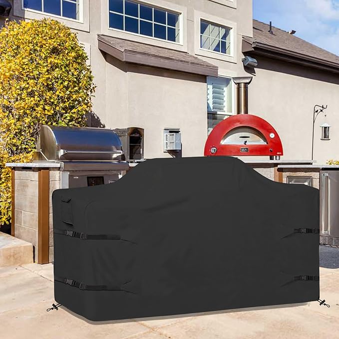 98 Inch Island Grill Cover Kitchen Extra Large Grill Cover Heavy Duty Waterproof 98" L x 42" W x 48" H, Black