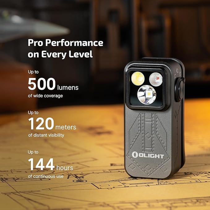 OLIGHT Oclip Pro EDC Flashlight Clip-on Light, Rechargeable 500 Lumens with Three Lighting Solutions Type-C Charging, Magnetic Flash Lights for Outdoor or Indoor Use(Phantom Squadron)