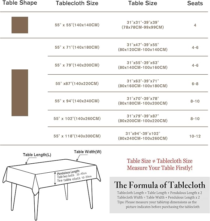 Pahajim Rustic Linen Tablecloth Cotton Rectangle Table Cloth for Kitchen Dining with Tassel Plaid Waterproof Tablecloths Square,55''x55'',4 Seats
