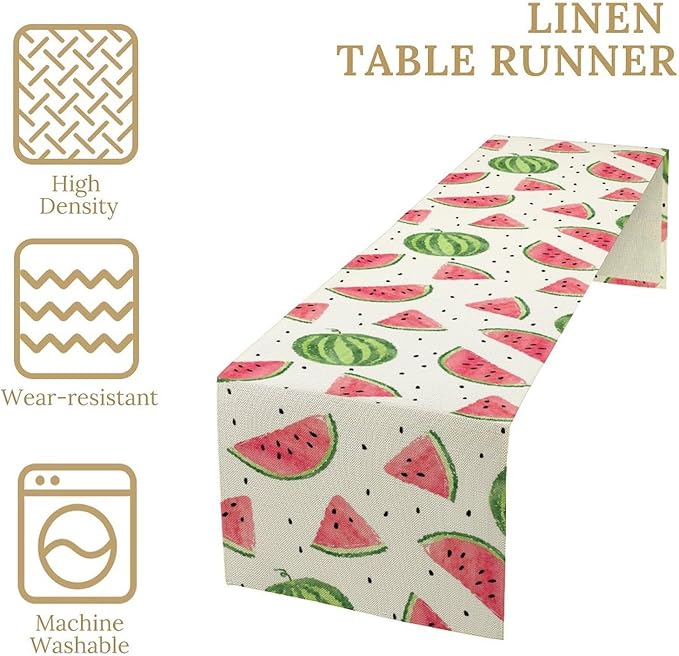 Watermelon Table Runner, Spring Summer Watermelon Theme Table Runner for Party Decoration Dining Room Holiday Home Kitchen 13x120in