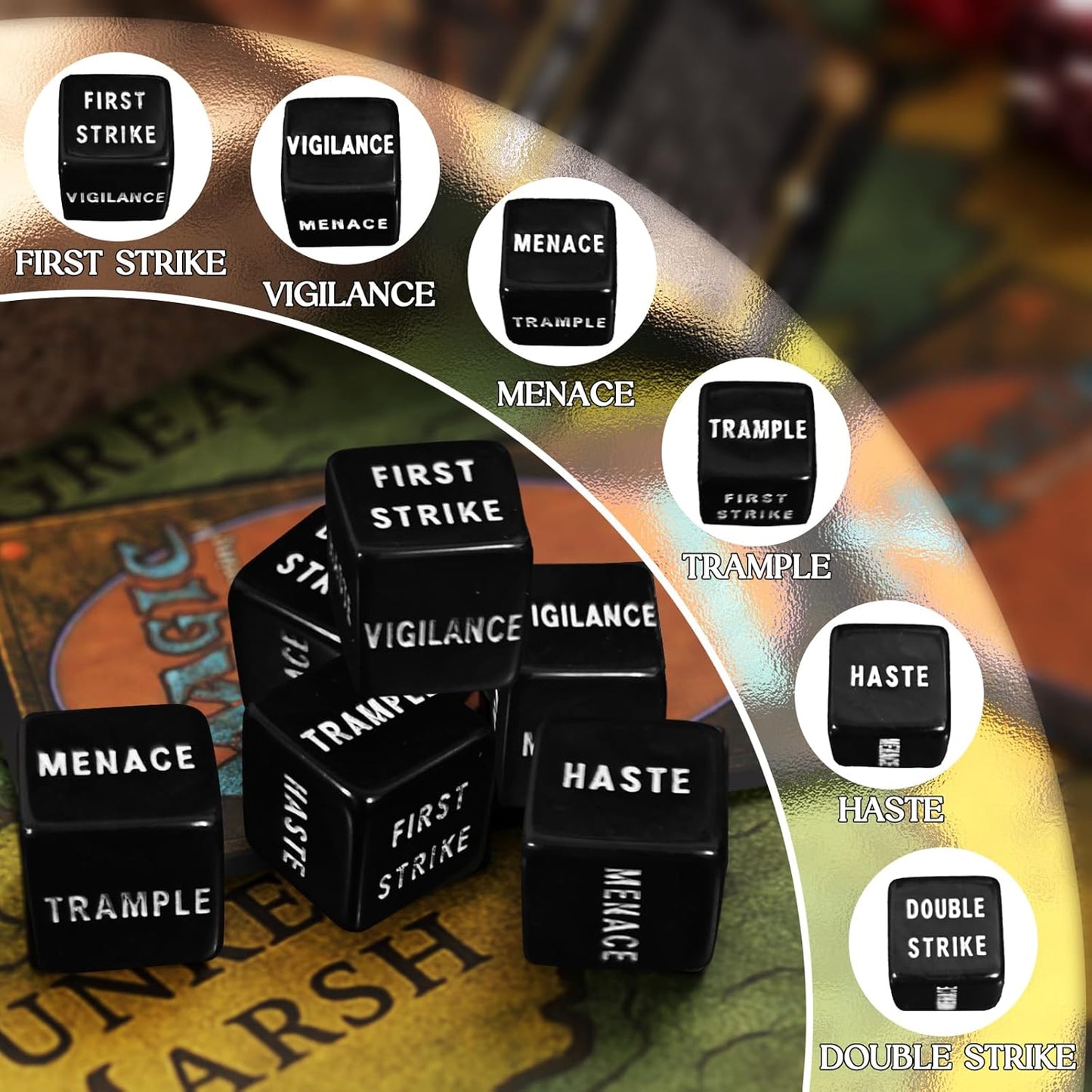 63 PCS MTG Dice Counters with Bulk Abilities Keywords Counters and MTG Life Counters, Dice Set for MTG, TCG and Card Games, Magic The Gathering Accessories