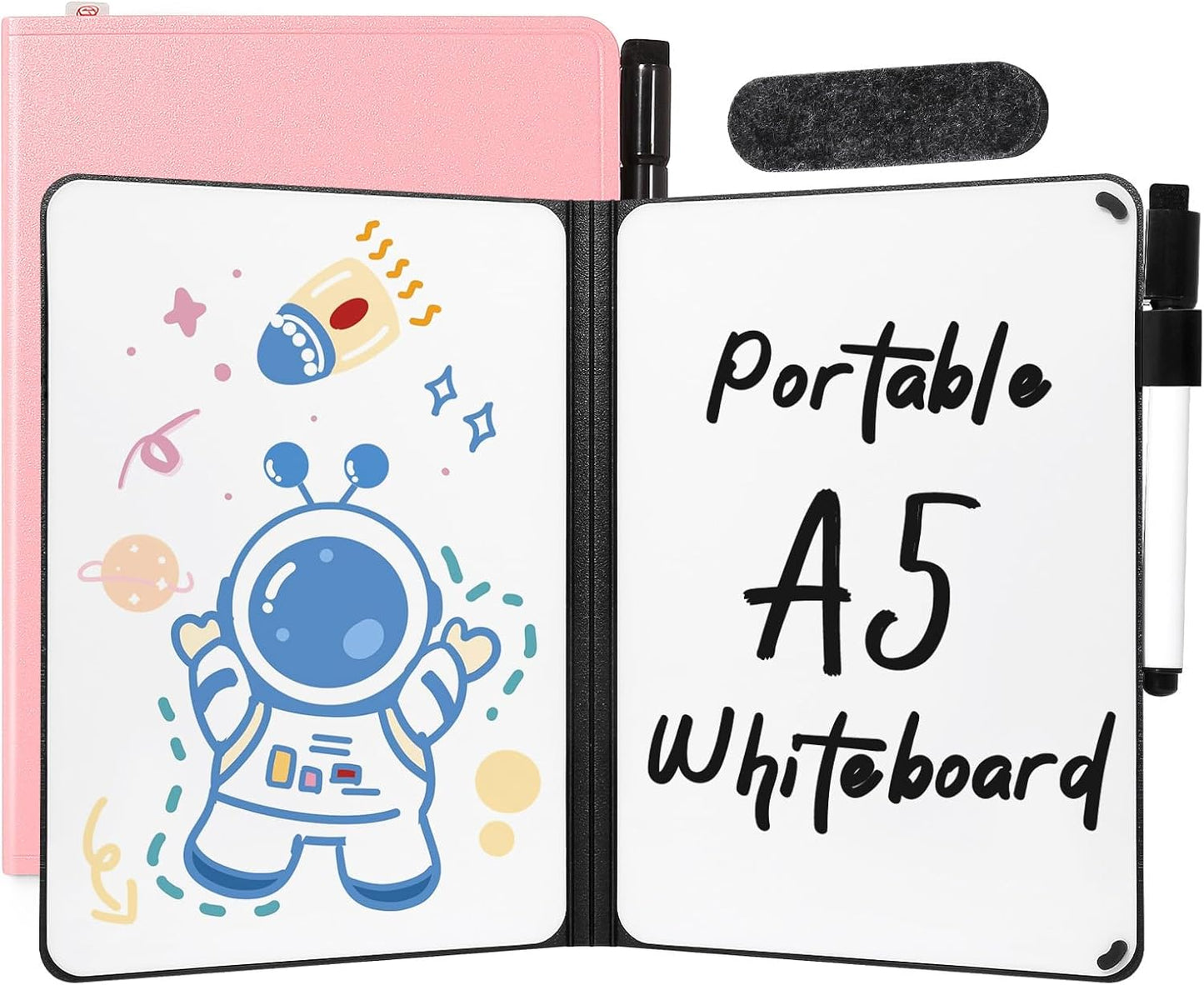 AGM Portable White Board Dry Erase, Double Sided Folding Whiteboards with Pen, Small Dry Erase Board for Study, Meeting, Doodling, Planning, Pink