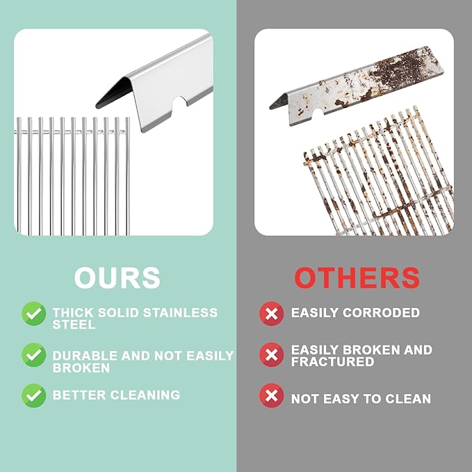 66095 Grill Grates & 66032 Flavorizer Bars for Weber GS4 Genesis II/LX 300 Series, Grill Parts for Genesis II S-310,E-330,E-310,S-330,S-335,E-345,SE-310, Cast Iron Grids for Weber 66795, 66802