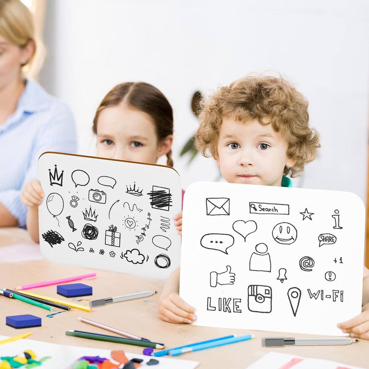 12 Pack Small White Board Dry Erase 5x7 Inch Mini Whiteboard Small Dry Erase Board with Markers Erasers Double Sided Dry Erase Lapboards for Students Teachers School Supplies Meeting Voting (12)