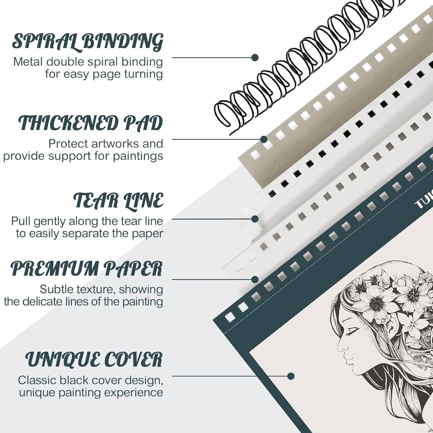 Sketch Book 9×12 inch, Spiral Bound Sketch Pad 50 Sheets (68lb/100gsm), Acid-Free Sketchbook for Drawing Painting Sketching, Art Paper Drawing Supplies for Teens Adults Artists Gifts