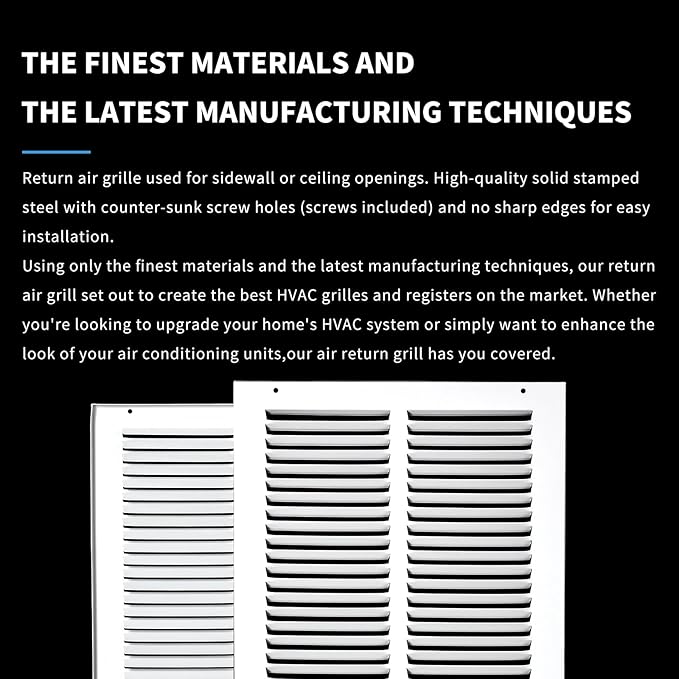 10x10 Vent Cover(Duct Opening Size),Air Return Vent Cover,Flat Vent Cover,Rejillas De Aire Acondicionado para Casa,Return Air Grilles,Outer Dimensions:11.75"W X 11.75"H(10"W x 10"H, Duct Opening)