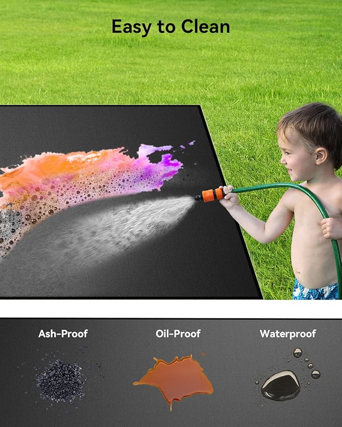 55×39 inch Heavy Duty Large Under Grill Mats for Outdoor Grill, Double-Sided Fireproof, Waterproof, Oil Proof Deck and Patio Protector, BBQ Mat Grill Floor Mats Fireplace Fire Pit Mat