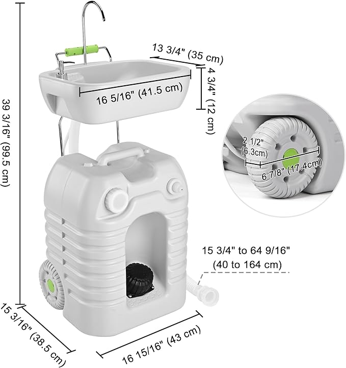 Yescom 45L Portable Sink Hand Wash Station with Foot Pump & Wheel 12Gallon Camping Sink with Soap Dispenser for Washing Hands, Fruits Ideal for RV Travel Outdoor Picnic Barbecue Party Food Booth