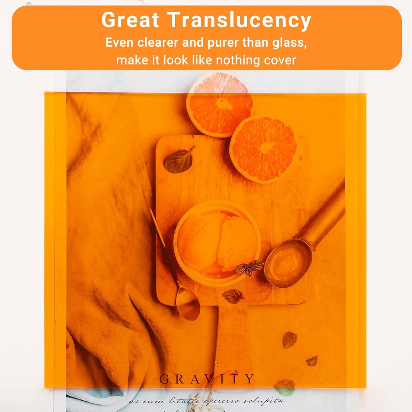 Enoin 2 Pack 12x16 Translucent Orange Acrylic Sheet - Cut to Size Plexiglass Sheets 1/8 inch Thick, Colored Plastic Board Panel for Art Craft, DIY, Painting