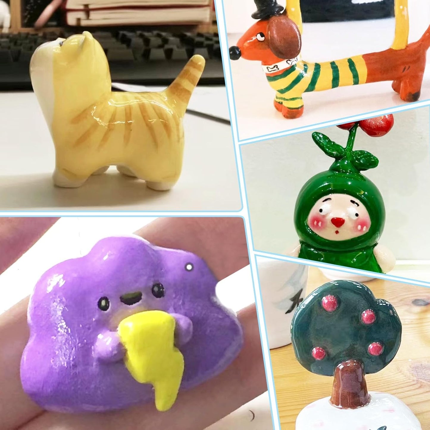 2 x 50ml Air Dry Clay Glaze, Clay Glaze Air Dry for Airdry Clay, Air Dry Clay Varnish Can Not Only Used to Prevent Clay Cracking, Scratches, and Wear,It Can Also Having a Glaze Effect (Gloss+Matte)