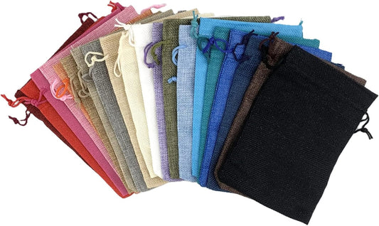 Palmhomee Pack of 20 Burlap Gift Bags with Drawstring Linen Jewelry Pouches Wedding Hessian Jute Bags for Birthday Jewelry and Treat Pouches Party Wedding Favors Gift (5x7 Inch, Mixed Colors)
