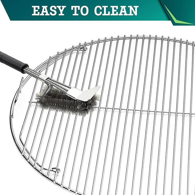 Hinged Cooking Grate for Weber 22 inch Charcoal Grill Stainless Steel Replacement Grate Compatible with One Touch Smokey Mountain Kettle Grill Parts with Handle