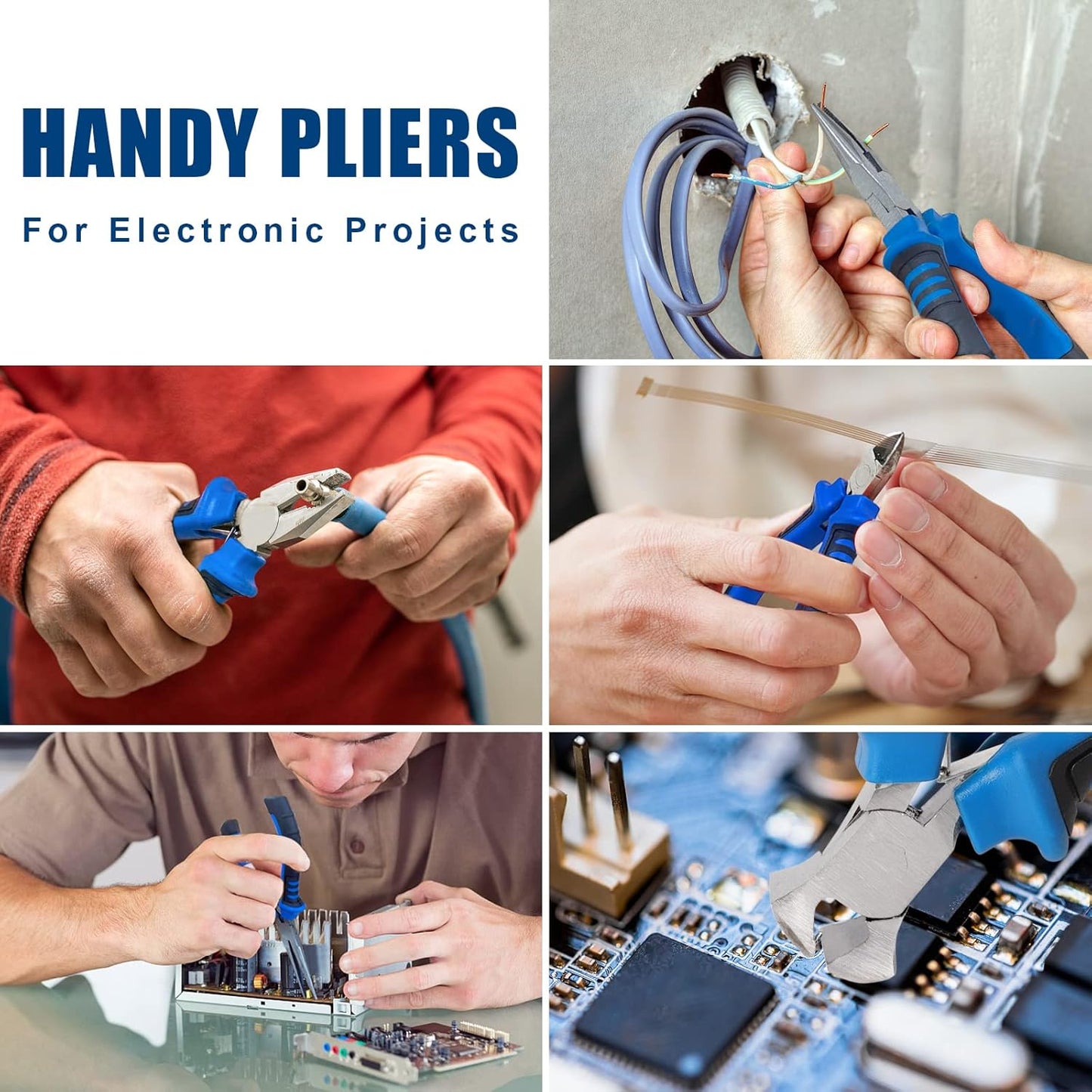 COMOWARE 6-Piece Mini Pliers Set, Multi-Function Precision Tools with Needle, Bent & Cutting Tips for Electronics, DIY & Crafting