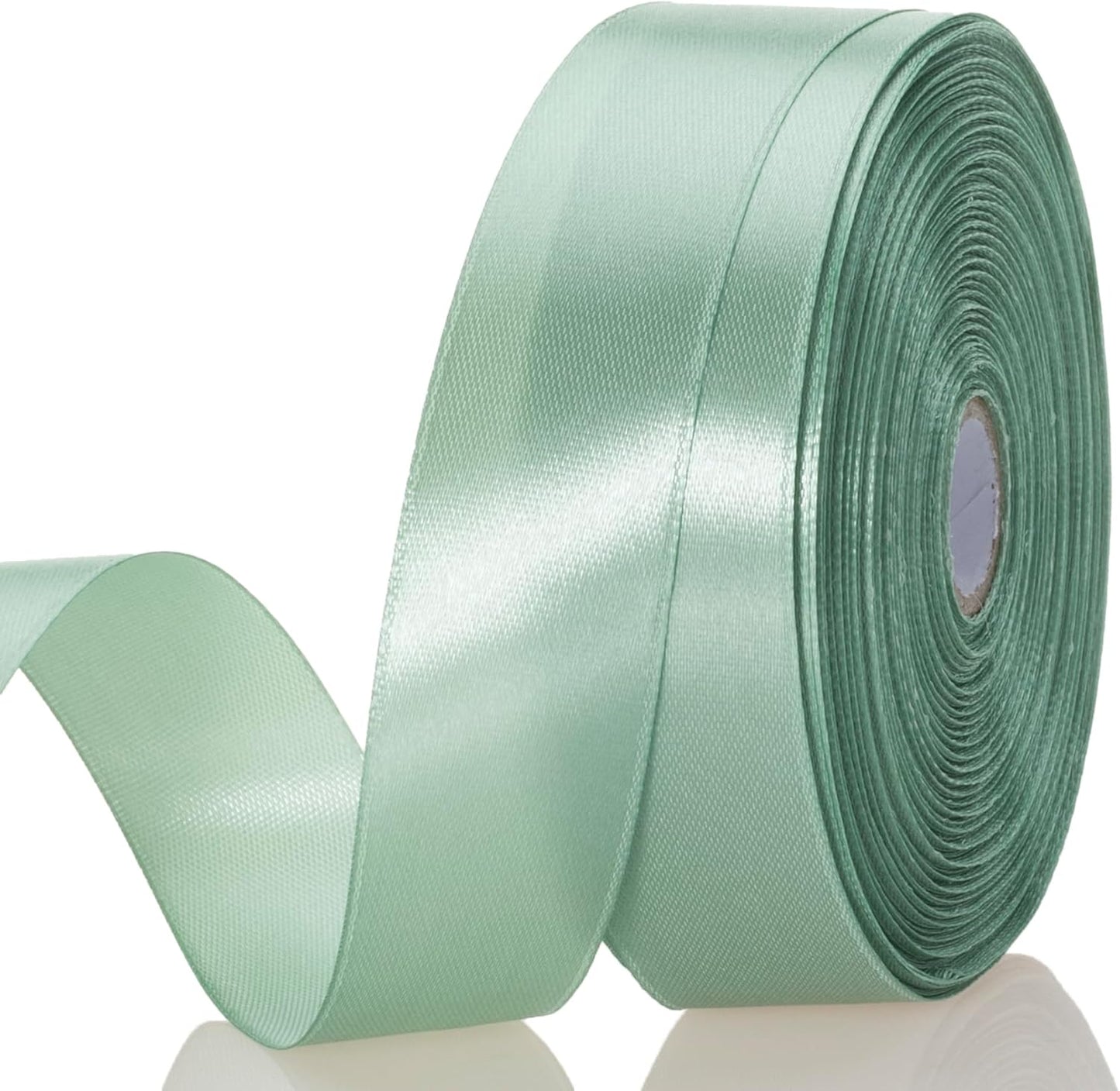 1 Inch Sage Green Solid Satin Ribbon, 50 Yards Craft Fabric Ribbon for Gift Wrapping Floral Bouquets Wedding Party Decoration