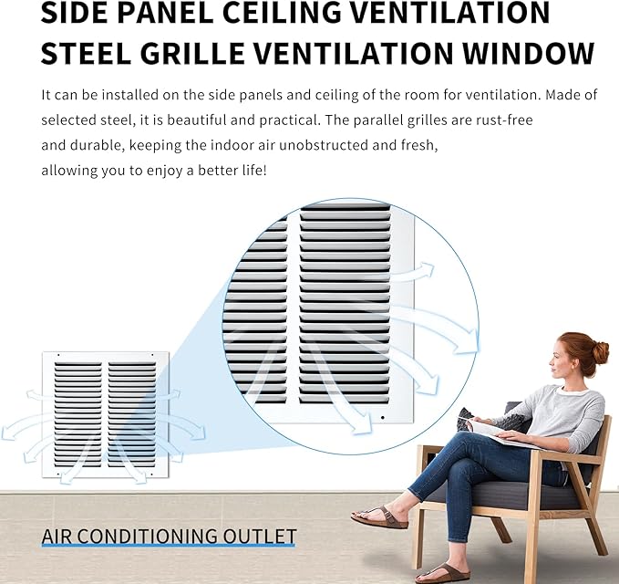 10x10 Vent Cover(Duct Opening Size),Air Return Vent Cover,Flat Vent Cover,Rejillas De Aire Acondicionado para Casa,Return Air Grilles,Outer Dimensions:11.75"W X 11.75"H(10"W x 10"H, Duct Opening)