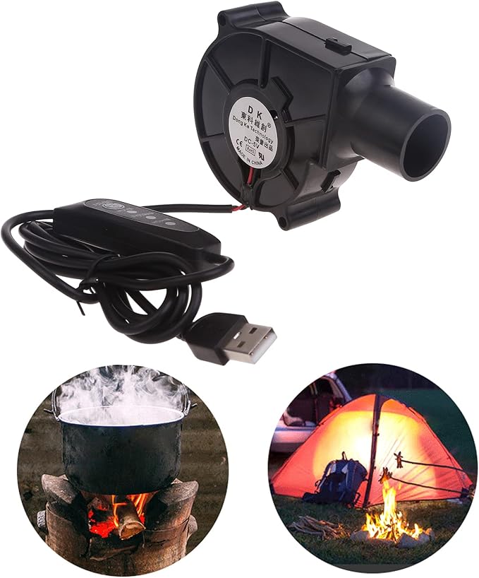 Upgraded BBQ Blower Fan Oil-Bearing Motor Adjustable 3Gear Speed Air Blower Outdoor Cooking Companion BBQ Fan
