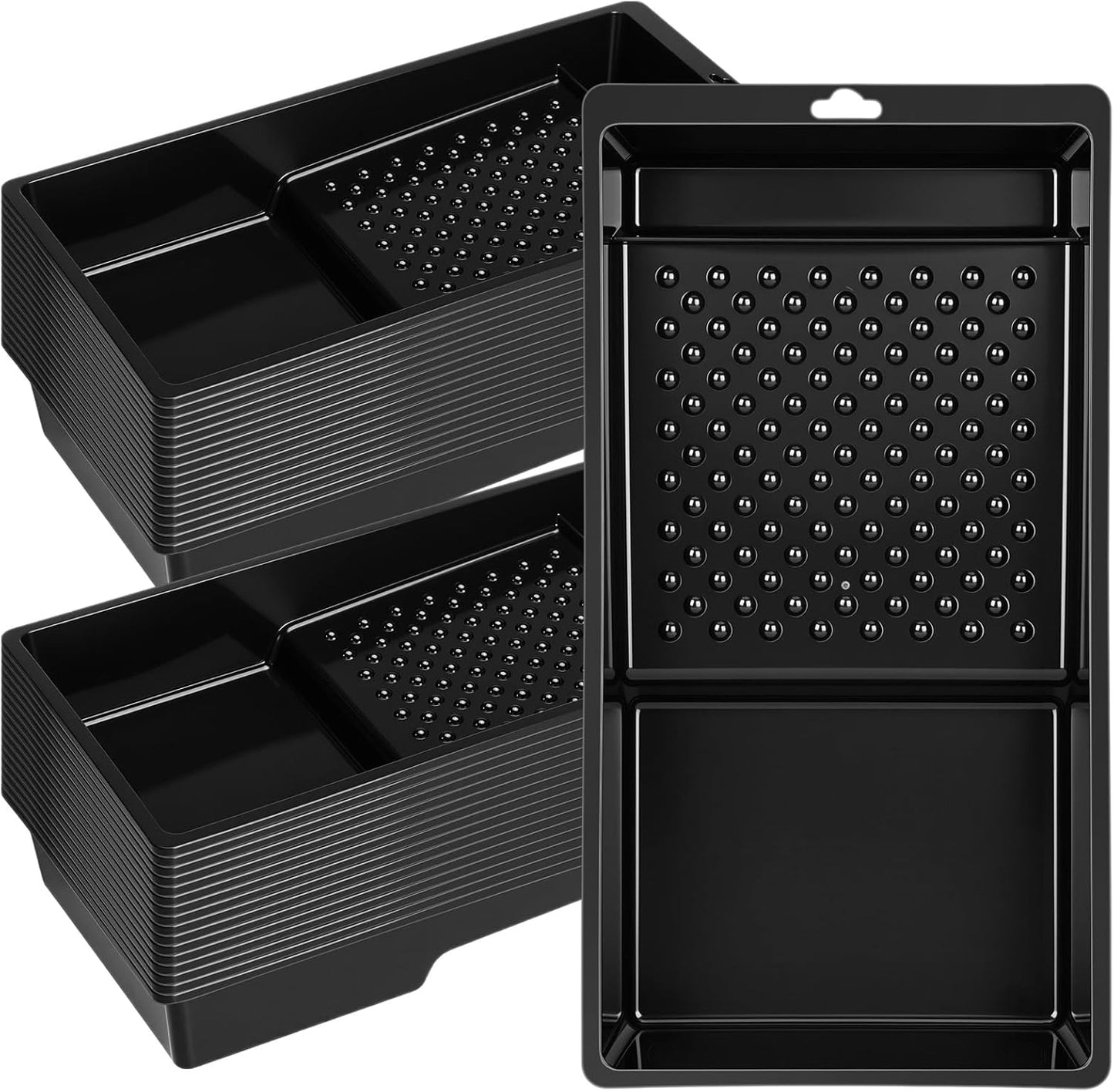 Ripeng 30 Pack 4 Inch Paint Tray Bulk Plastic Paint Roller Tray Small Painting Pan with Deep Pocket and Textured Ridge Reusable Trays Suitable for 4" Painting Rollers for Home Wall Decor(Black)