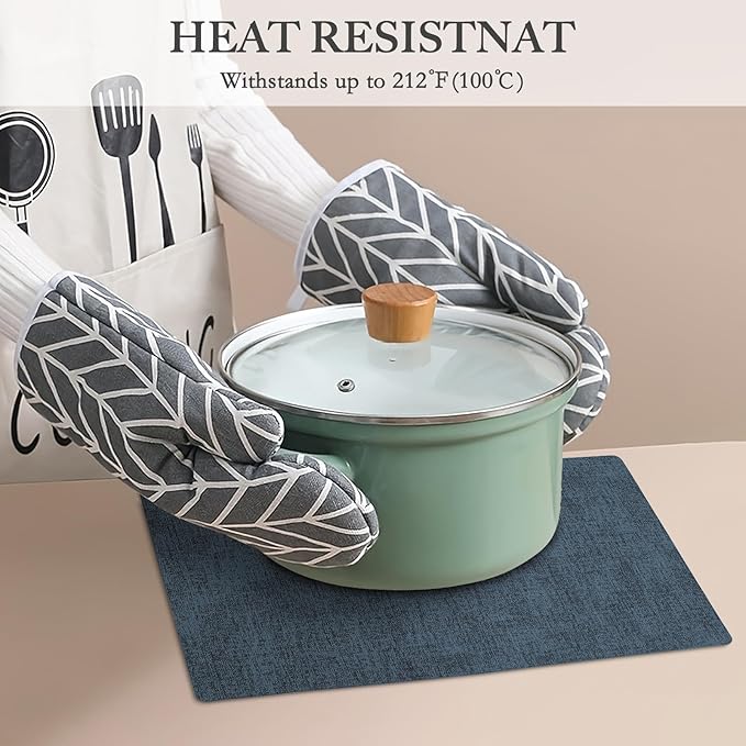 Faux Leather Heat Resistant Placemats Set of 4 – Waterproof Oilproof Wipeable Dining PU Vinyl Place Mat Easy Clean Table Mats for Kitchen/Dining/Party/Holiday, Navy Blue