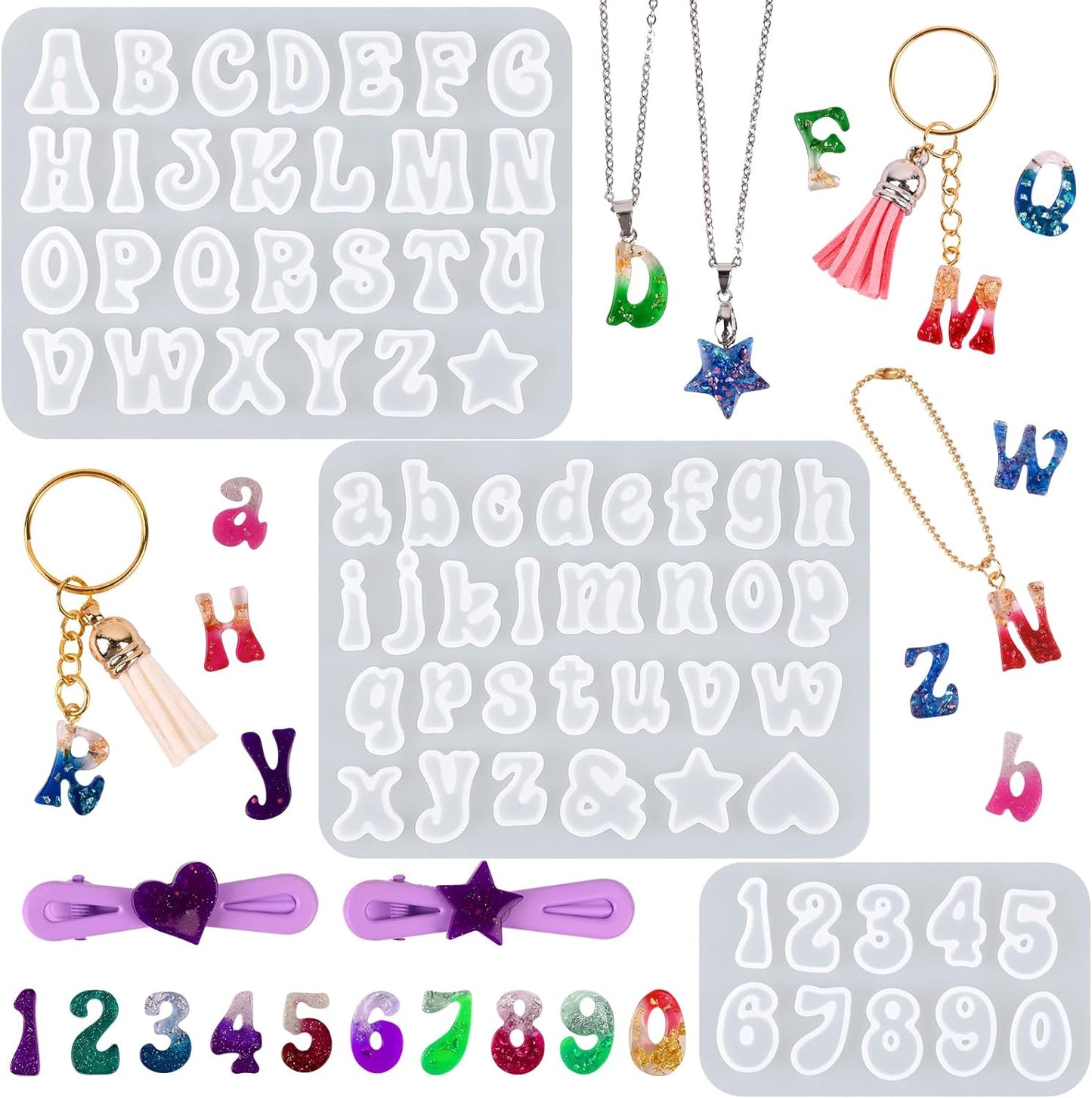 Actvty Mini Alphabet Resin Molds - 3Pcs Letter Molds for Epoxy Casting Small Number Alphabet Silicone Mold for DIY Earring Necklace Pendant Jewelry Resin Crafts Decor