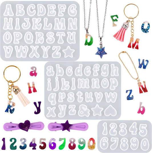 Actvty Mini Alphabet Resin Molds - 3Pcs Letter Molds for Epoxy Casting Small Number Alphabet Silicone Mold for DIY Earring Necklace Pendant Jewelry Resin Crafts Decor