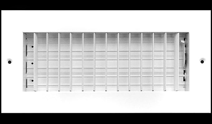 HVAC Premium 10''w x 4''h Adjustable AIR Supply Diffuser - HVAC Vent Cover Sidewall or Ceiling - Grille Register - High Airflow - White [Outer Dimensions: 11.75''w X 5.75''h]