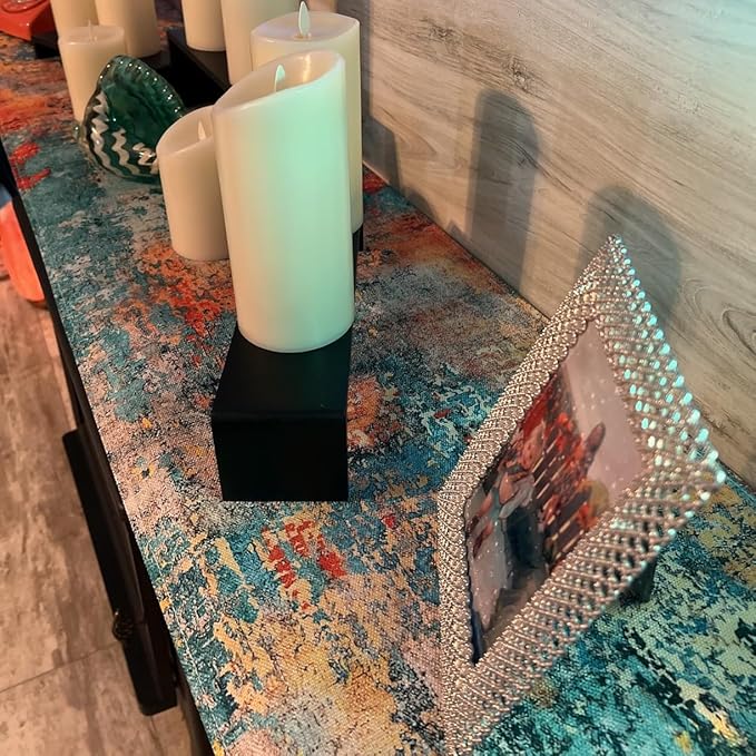 OYIMUA Modern Abstract Teal Yellow Colorful Table Runner 13 x 72 Inches Summer Runners for Tables Rustic Spring Fall Decorations for Home Indoor Outdoor Table Decor