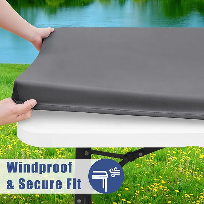 Spandex 8 Foot Rectangle Table Cloth 6 Pack, Elastic Fitted Tablecloths for Picnic, Stretch Washable Patio Table Cover for Outdoor, Camping, Banquet and Parties (Grey, 30"x96")