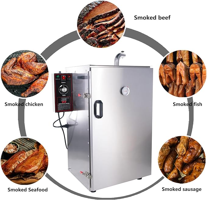 CLIVIA Electric Vertical BBQ Smoker, 5 Layers Outdoor Smoker Oven with Digital Temperature&Time Controller, Barbecue Cooking, Grilling Smoking for Fish, Sausage, Jerky, Cheese