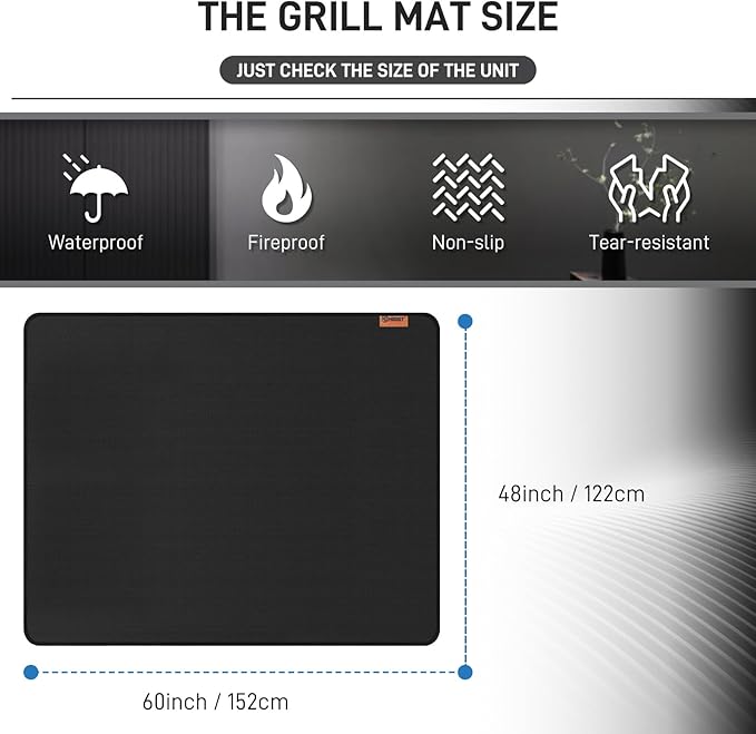 MODIGT 60"×48" Under Grill Mat for Outdoor Grill,Double-Side Fireproof & Heat-Resistant Outdoor Grill Mat,Protective Mat for Patio,Courtyard,Tabletop