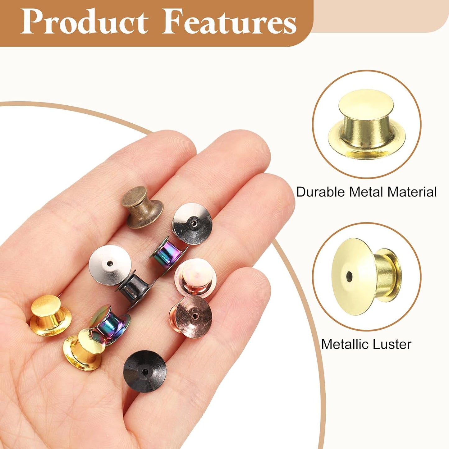 uxcell 30Pcs Metal Locking Pin Backs, Pin Keepers Locking Clasp Flat Head Clamp Needle Back Lock for DIY Brooch Crafts Badges Enamel Lapel, Gold