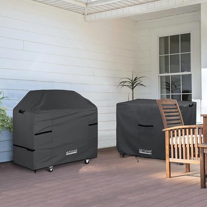 ULTCOVER Waterproof Grill Cover 64 inch, Heavy Duty BBQ Cover for 4-6 Burners Outdoor Gas Barbecue Grill, Black