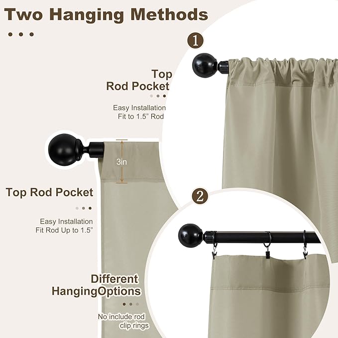 HolidayIdeas Waterproof Patio Outdoor Curtains with Rod Pocket 4 Pcs- UV & Privacy Protect Weatherproof Gazebo Outdoor Drapes for Porch, Balcony, Apartment, Sliding Glass Door, Taupe, 54x84 Inch