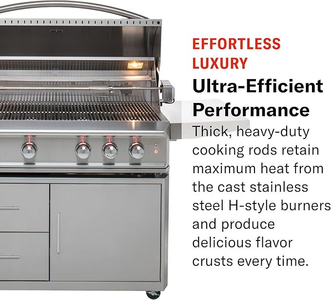Blaze Outdoor Grill | 44-inch Stainless Steel Natural Gas BBQ | Built-In 4 Burner Barbecue | Rotisserie | Rear Infrared Burner & LED Lights | BLZ-4PRO-NG