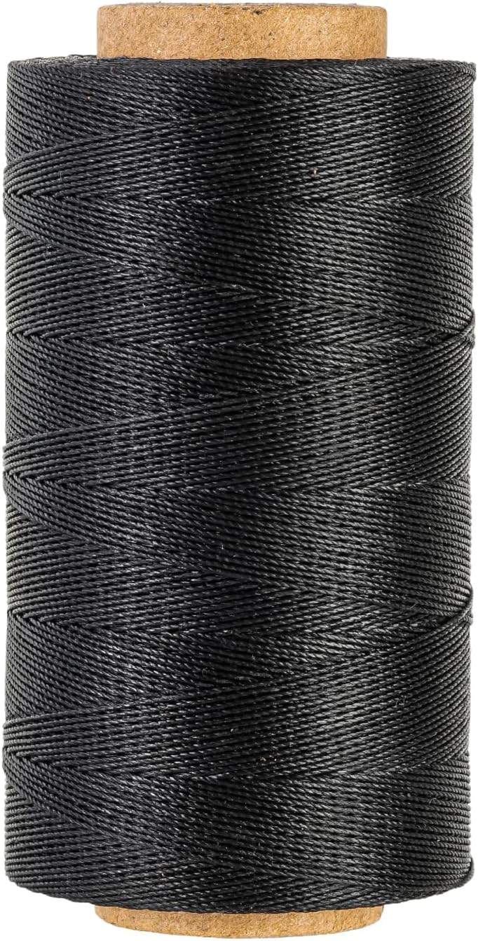 Sturdy Bonded Waxed Polyester Thread, 0.55mm, 437 Yards Wax String Cord - Black for Leather, Hand Sewing, Stitching, Beading, Bookbinding, Bracelets and Macrame Jewelry Making