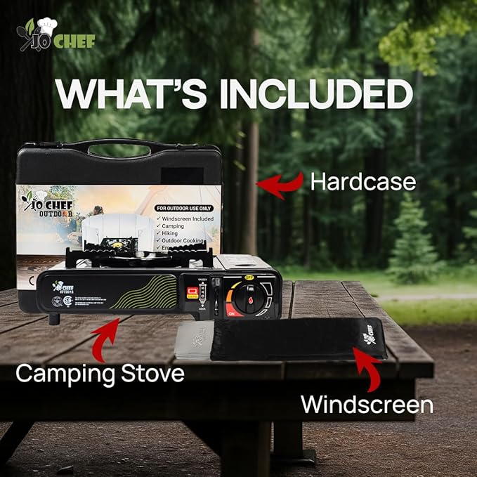 JoChef Butane Camping Stove - 9,500 BTU Portable Gas Stove