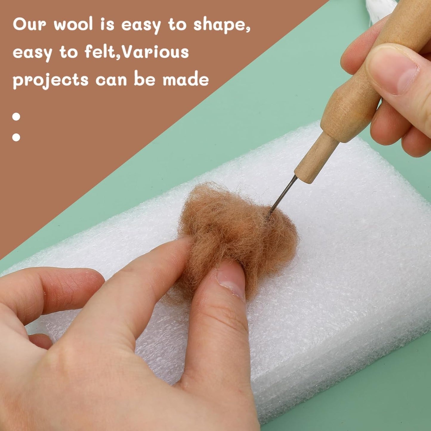 Wool Roving Bulk - 8.82oz Super Wool Chunky Yarn, Wool Roving Top for Needle Felting, Soft Felting Wool Supplies for Hand Spinning, Felting, Blending, Weaving and DIY Craft (Coffee Brown)