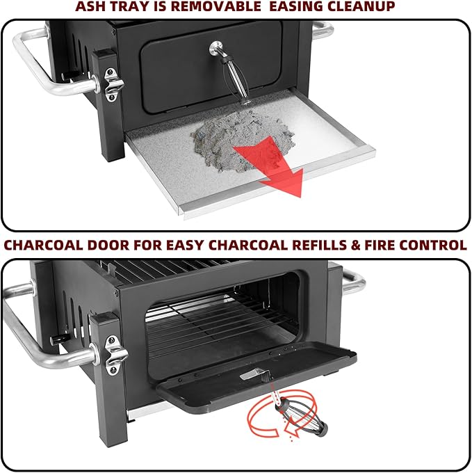 Portable Charcoal Grill, Tabletop Outdoor Barbecue Smoker, Small BBQ Grill for Outdoor Cooking Backyard Camping Picnics Beach by DNKMOR