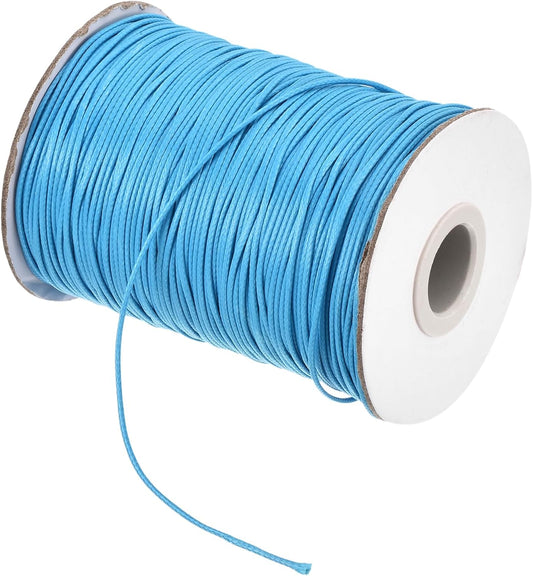 MECCANIXITY Waxed Cord 1mm Waxed Polyester Cord 175 Yard Wax String for Bracelet Making,Necklaces, Beading,Jewelry Making and DIY Crafts(Sky Blue)