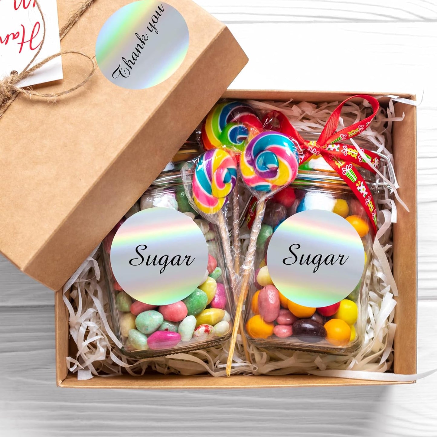 2" Circle Holographic Thermal Label Stickers, Round Printable Rainbow Glitter Thermal Printer Sticker Labels for Gift Wrapping, Self-Adhesive Name Price Tag DIY Custom Logo Design- Silver