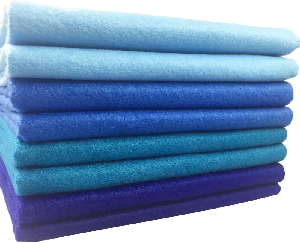 4pcs Thick 1.4mm Soft Felt Fabric Sheet Assorted Color Felt Pack DIY Craft Sewing Squares Nonwoven Patchwork (92x90cm Blue)
