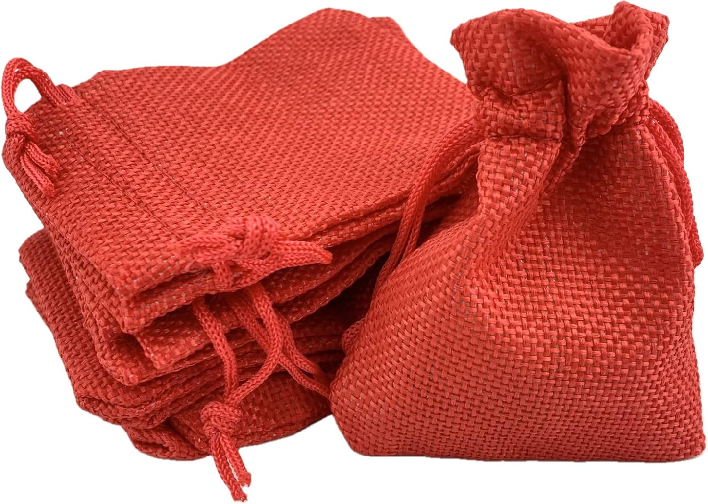 Palmhomee Pack of 25 Burlap Gift Bags with Drawstring Linen Jewelry Pouches Wedding Hessian Jute Bags for Birthday and Treat Pouches Party Wedding Favors Gift (2.8x3.6 Inch, Red)