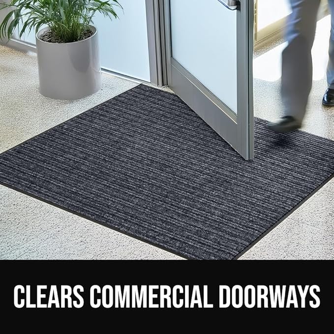 GORILLA GRIP Waterproof Traffic Guard Door Mat, 47x35, Heavy Duty Entryway Mats, Strong Rubber Back Commercial Utility Rugs for Office Hallway, Garage Floor and Home, Low Profile Carpet, Charcoal Gray