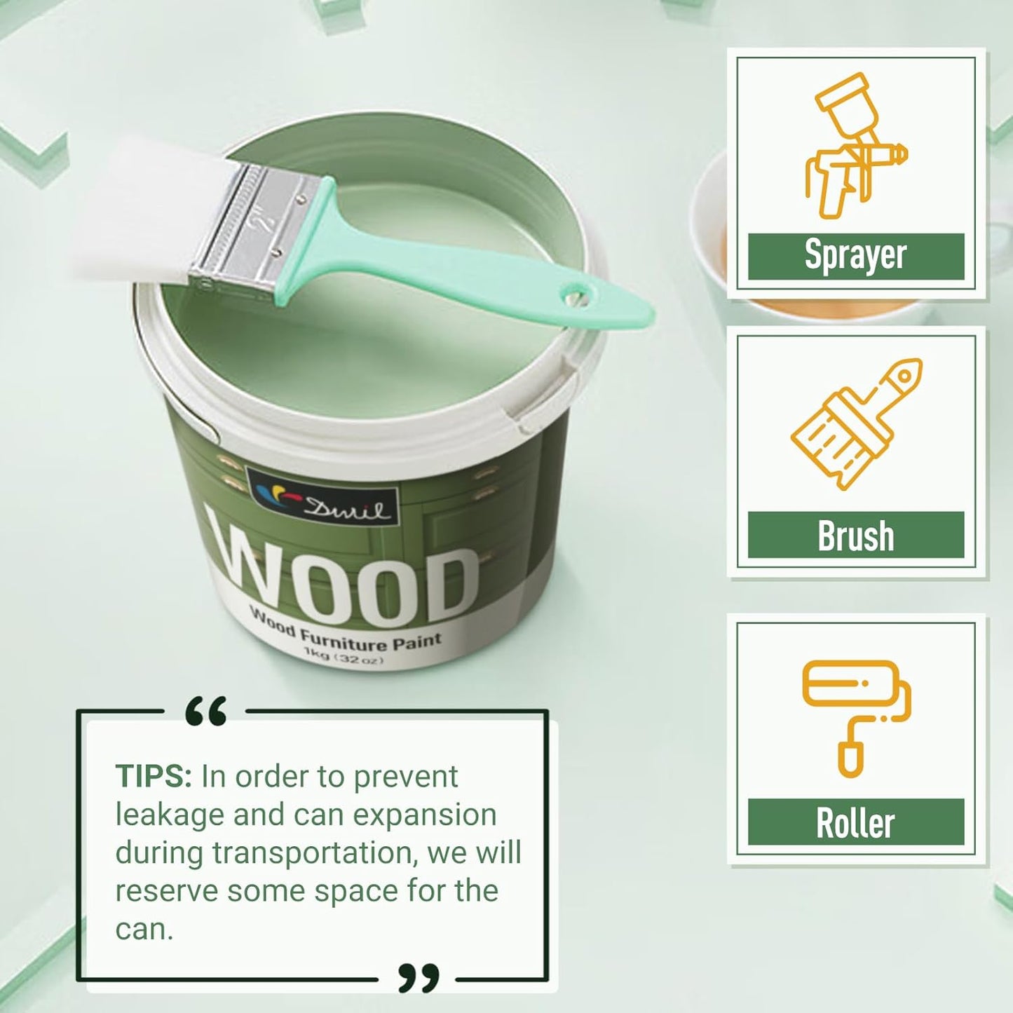 DWIL Matte Finish Furniture Paint - 32 Oz Wood Paint for Cabinets, Doors, Tables, and Dressers Refinishing - Water-Based, Non-Toxic & Odorless, Easy to Apply(Crow Black Blue)-With Tools