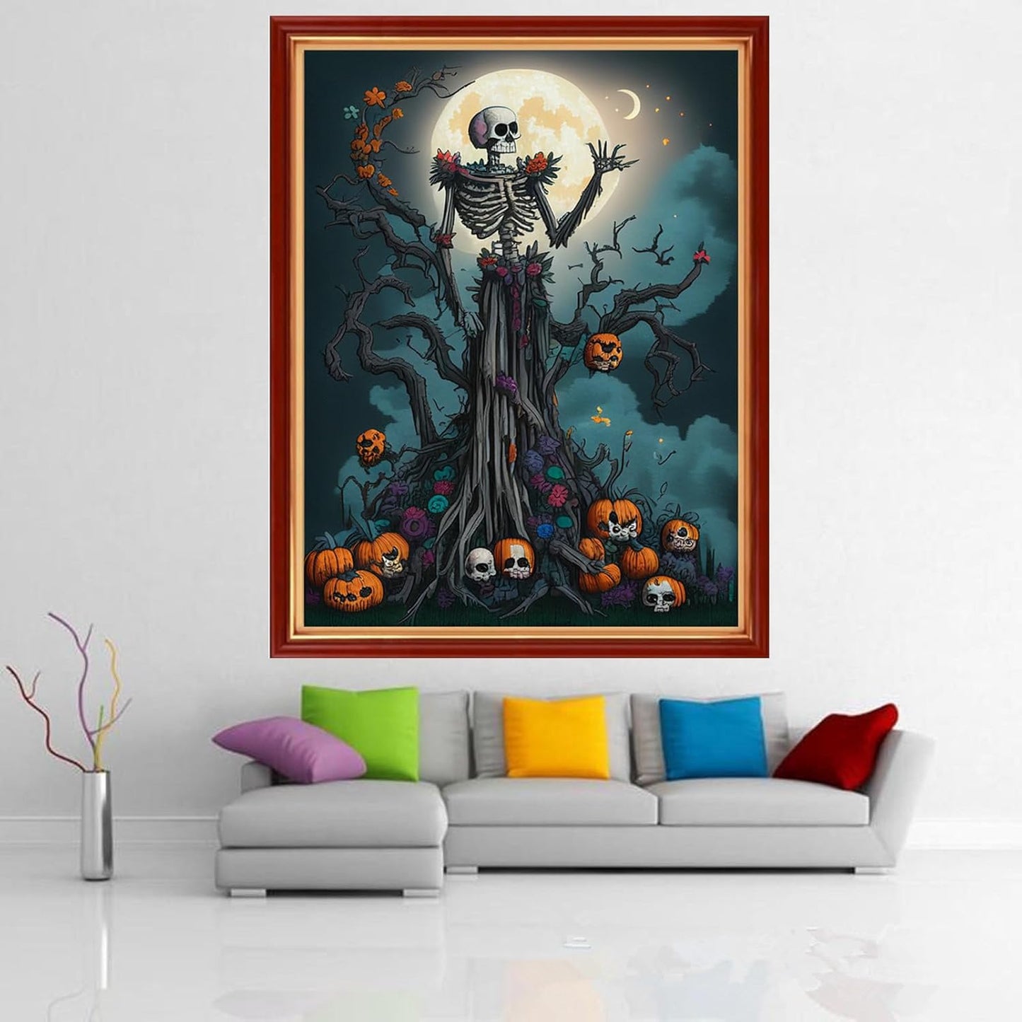 Dimensean Stamped Cross Stitch Kits Full Range of Embroidery Patterns Starter Kits for Beginners Adult or Kids DIY Cross Stitches Needlepoint Kits 11CT-Magic Skull 15.7x19.7 inch