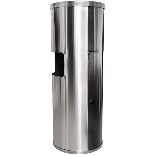 Stainless Steel Floor Stand Wipe Dispenser with Built-in Trash Can: Fits Sanitizing and Disinfecting Wipe Refill Rolls - Perfect for Gyms, Schools, Offices, Commercial Facilities