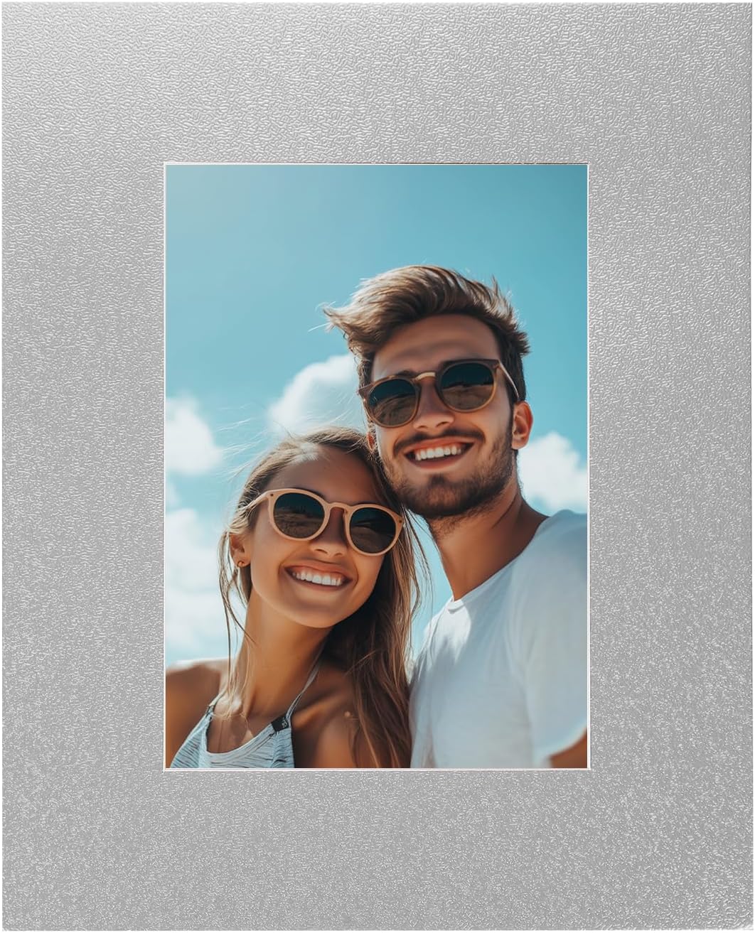 Picture Mats, 8 x 10 for 5 x 7 Pictures Acid Free White Core Bevel Cut Frame Mattes for Display Art Measuring, Silver