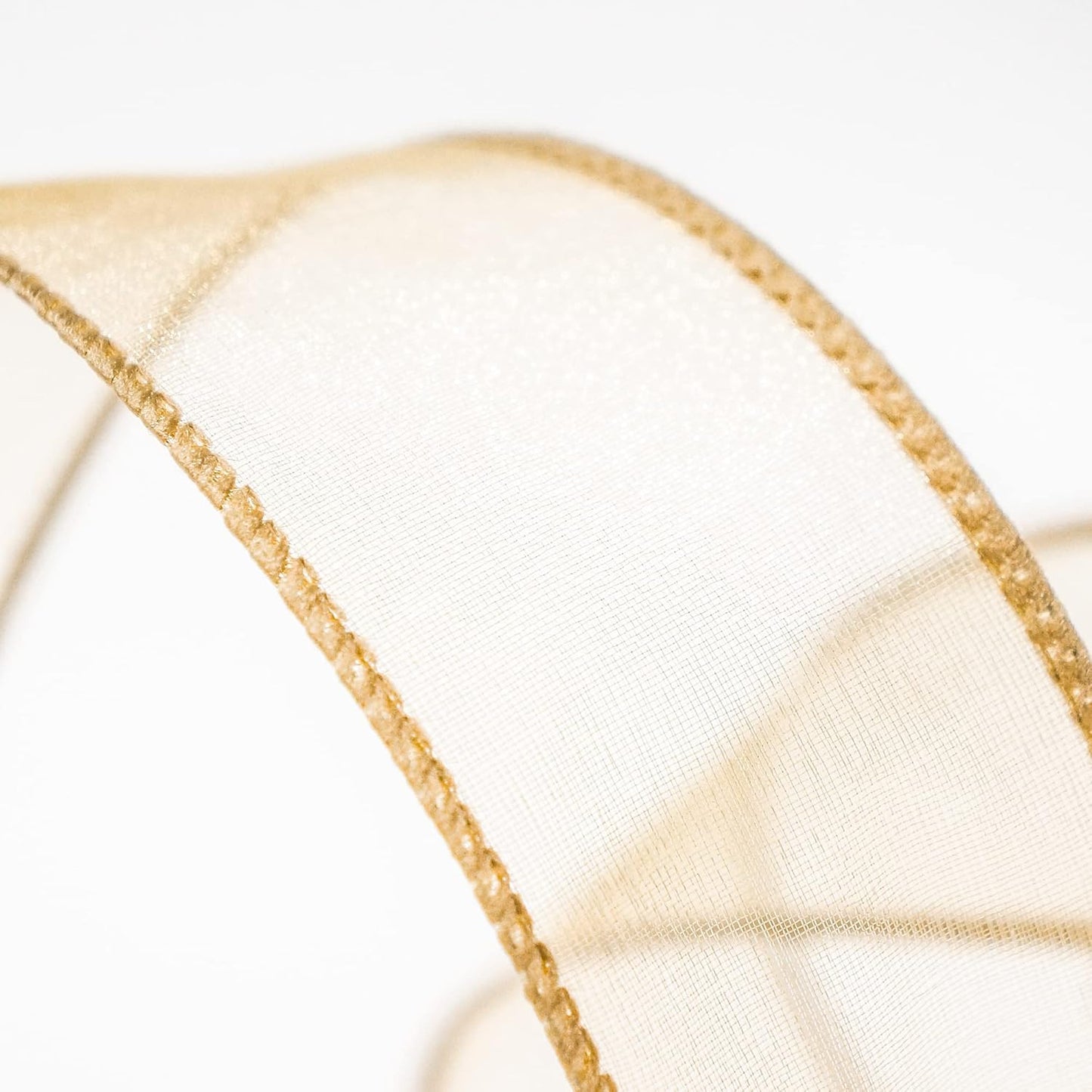 CT CRAFT LLC Sheer Organza Wired Ribbon 1.5" x 50Yards Tan (Gold) for Wedding Chair Bow Flora Bouquet Gift Wrapping Christmas Tree Home Decor Wreath